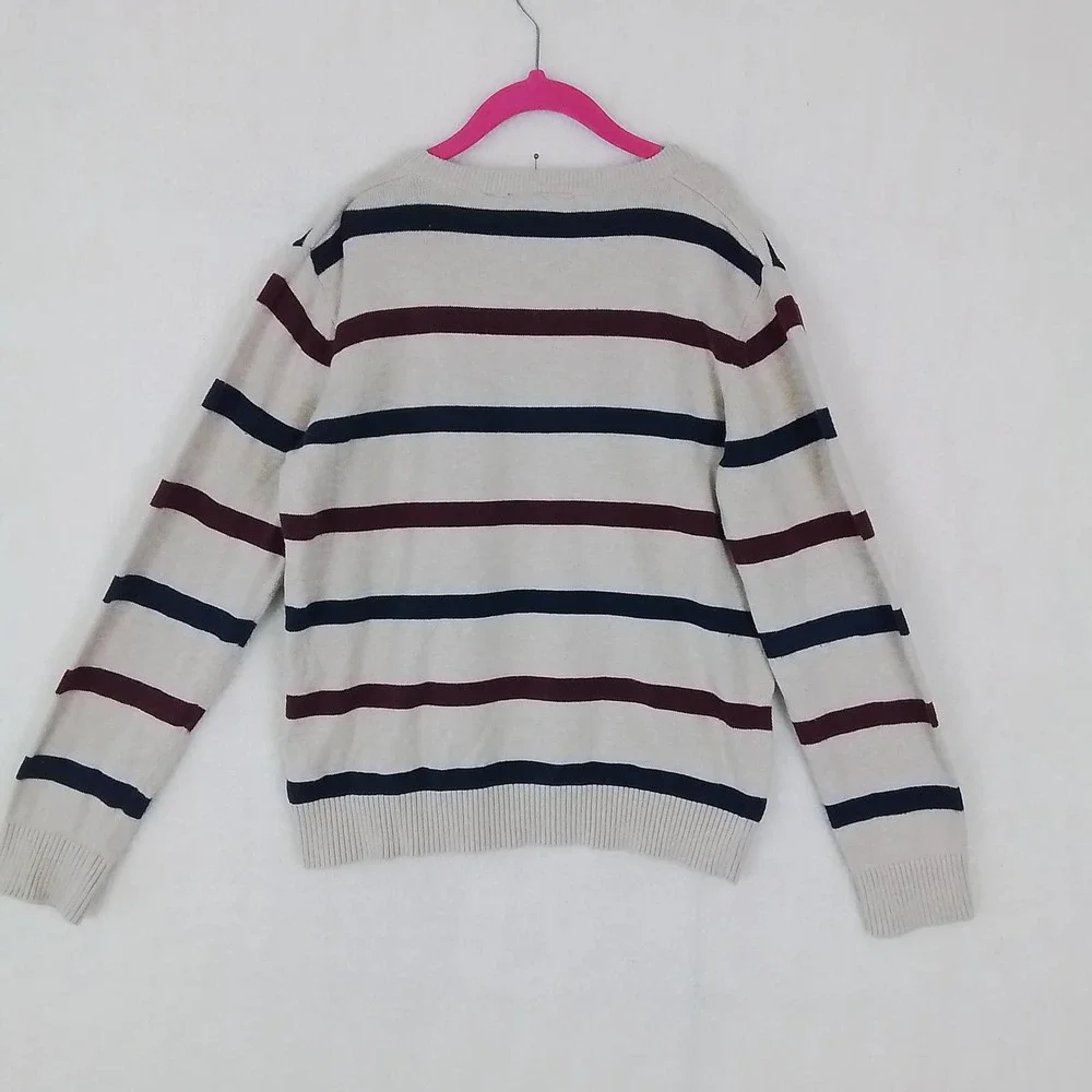 Children's Place Cotton Crew Neck Knit Sweater Size Large in‎ Tan w/ Stripes